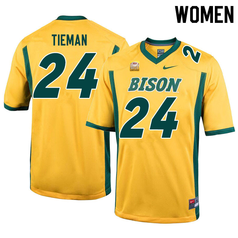 Women #24 Dalton Tieman North Dakota State Bison College Football Jerseys Sale-Yellow - Click Image to Close